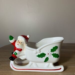 VINTAGE Ceramic Santa Sled